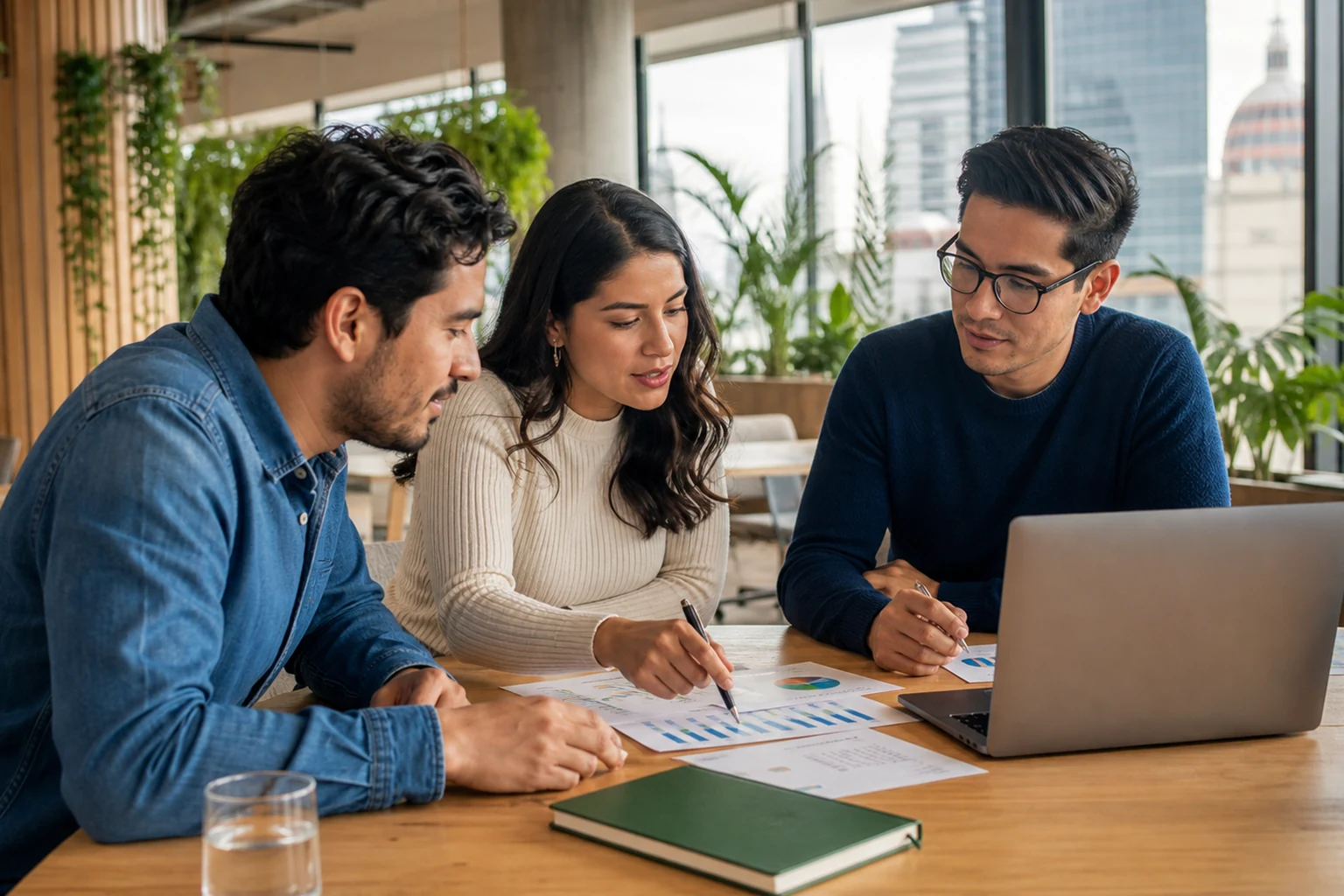 Profesionales jóvenes revisando excepciones y variaciones de nómina